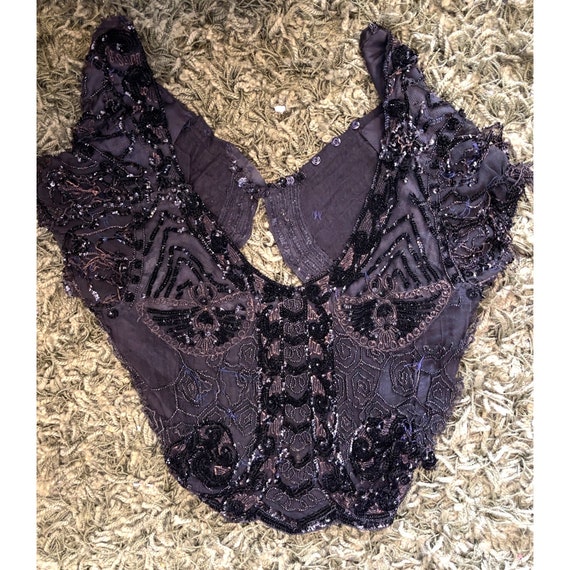Antique Victorian Mourning Silk and Burnout Velve… - image 3