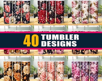 Può includere: 40 diversi design floreali per bicchieri da sublimazione. I design presentano una varietà di fiori in rosa, rosso, bianco e giallo.
