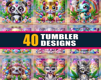 WEEDS ANIMAL TUMBLER Bundle 300 dpi | tumbler designs | tumbler wrap | high quality | sublimation design | instant digital download | 20 oz