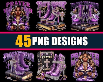 Paquete de imágenes PNG de guerreros de oración / Diseños de camisetas cristianas (descarga digital)