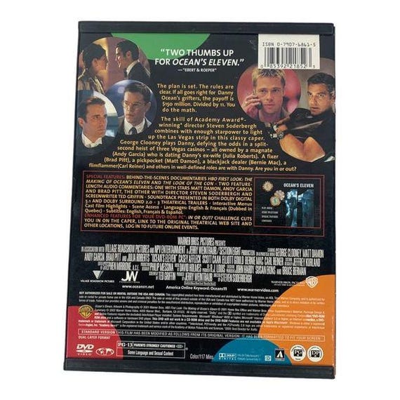 Oceans Eleven 2001 DVD Full Screen George Clooney Brad Pitt Julia