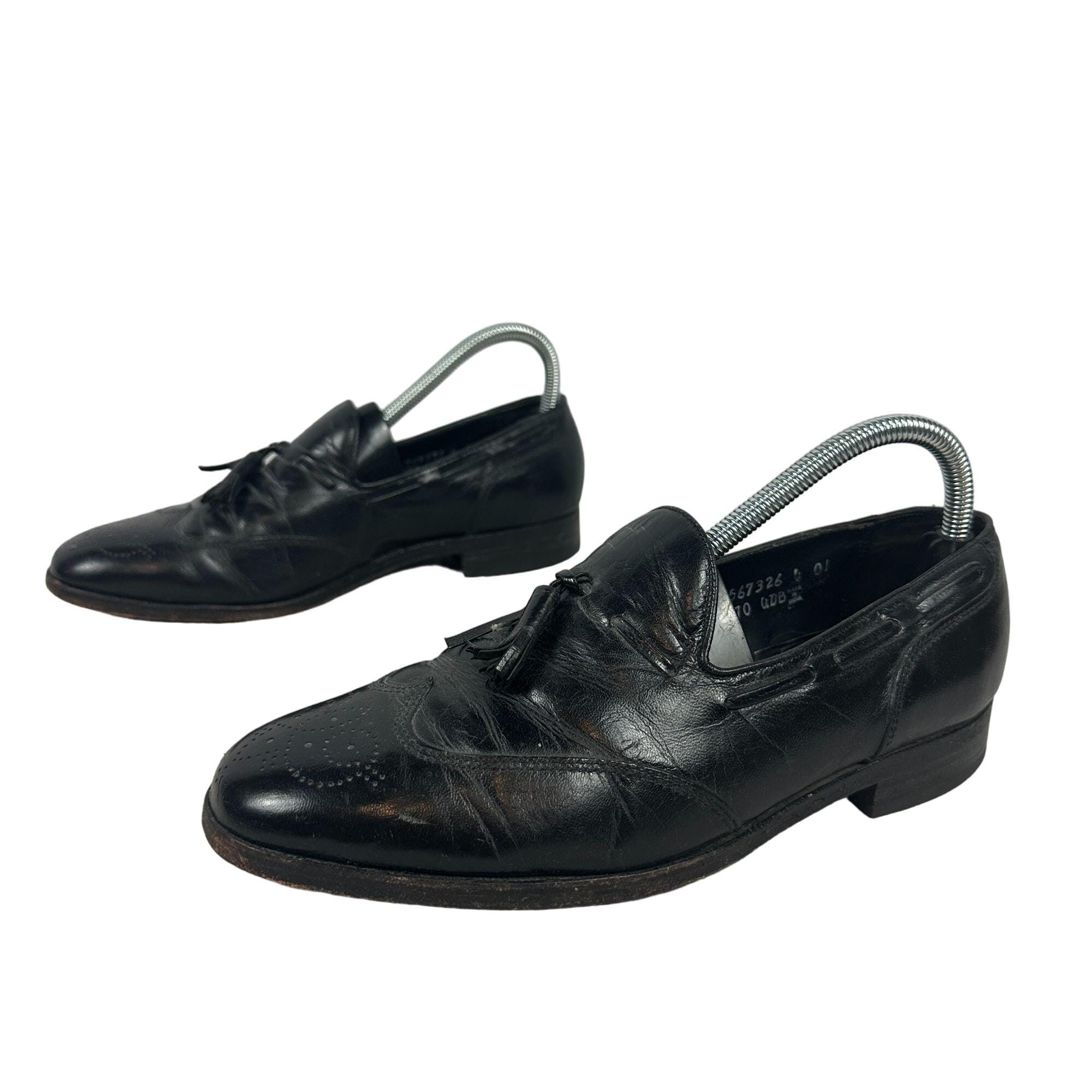 Vintage Florsheim Black Leather Tassel Loafers 6.5D Men display picture 2