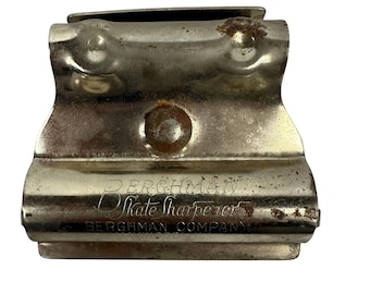 Vintage Berghman Skate Sharpener Metal Tool Ice Hockey Figure Skating Blade Maintenance Antique Company