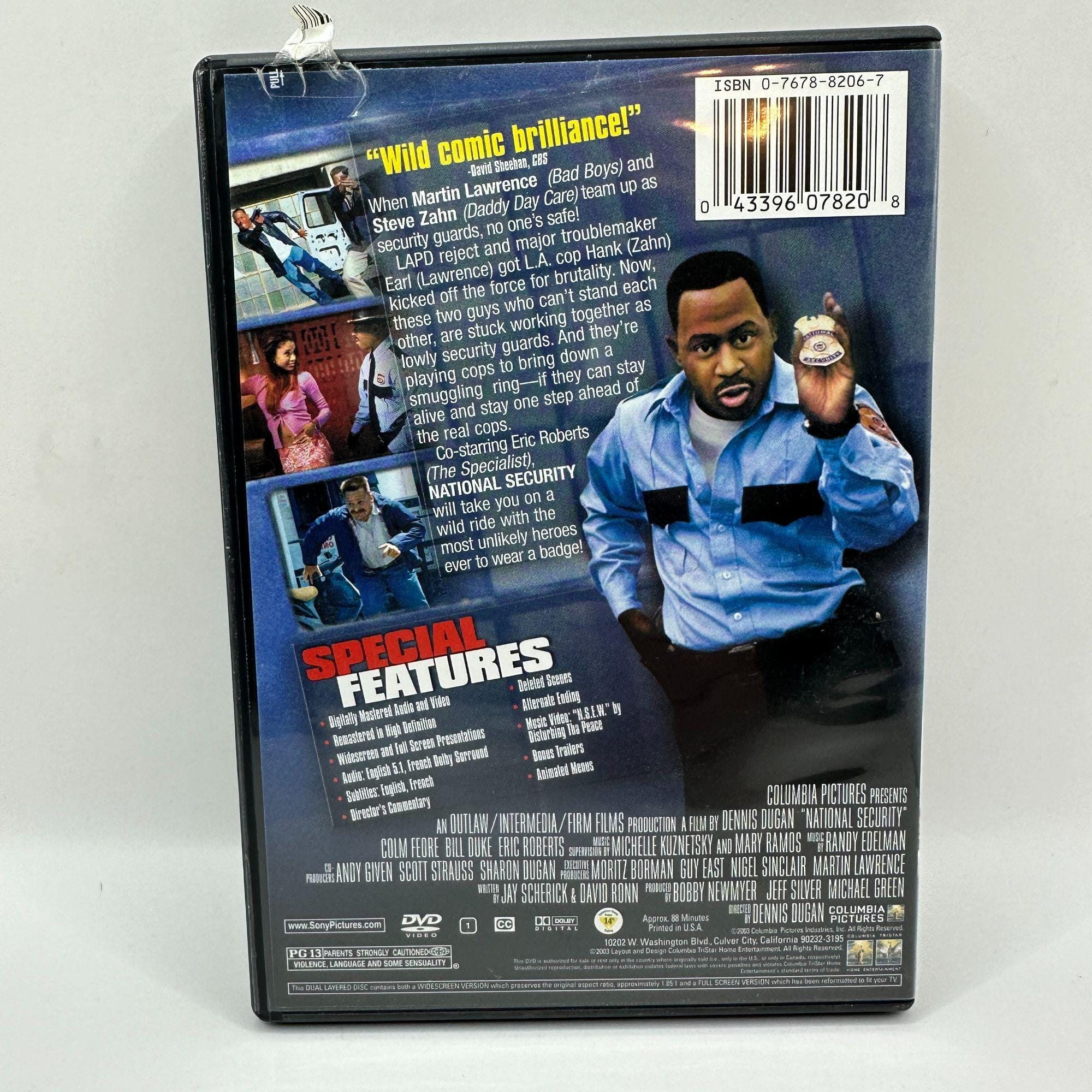 National Security Special Edition DVD Martin Lawrence Steve Zahn