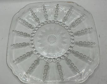Vintage helderglazen vierkante serveerschaal met bubbel Starburst-ontwerp elegant dienblad