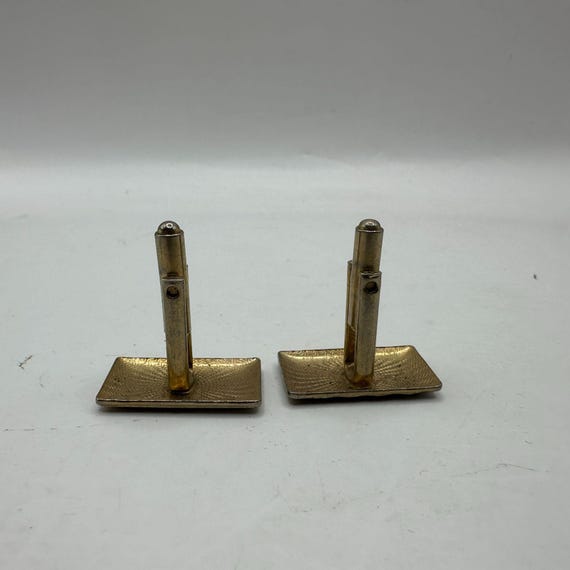 Gold-Tone Rectangular Textured Cufflinks For Men … - image 4