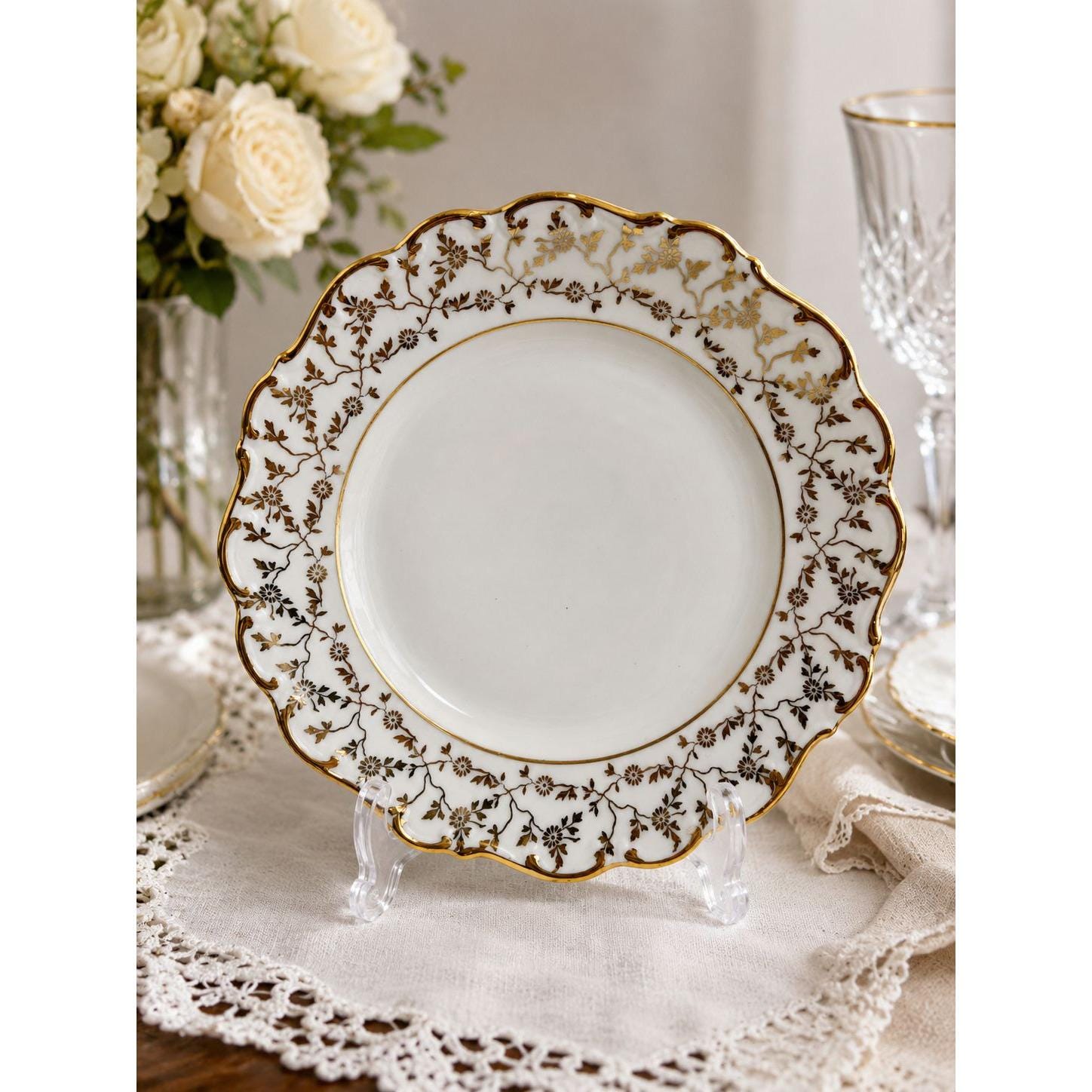 Dresden Germany 3連 磁器 プレート 花柄 金彩 Dresden China Plate - Etsy