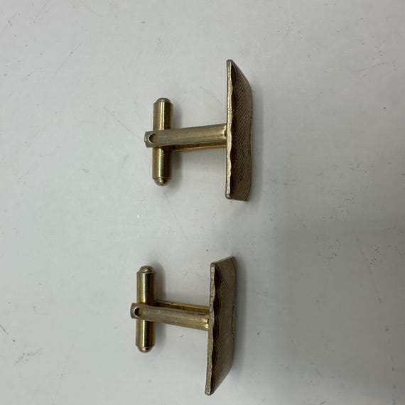 Gold-Tone Rectangular Textured Cufflinks For Men … - image 2