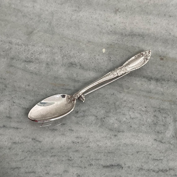 Antique Sterling Silver Spoon Brooch Pin