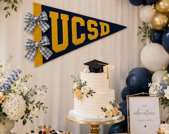 Handmade College Pennant Flag, Custom Dorm Room Banner, Personalized Felt Pennant, Vintage Wall Decor, Back to School Gift