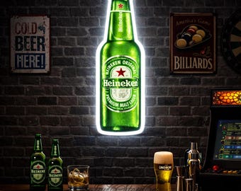 Heineken LED Lightbox Sign, 3D Side-Lit Beer Bar Sign, Pub Wall Decor, Man Cave Decor
