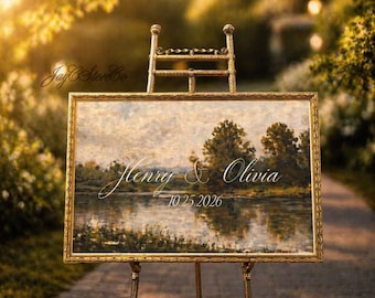 Custom Wedding Welcome Sign, Personalized Name & Date Wall Art, Elegant Wedding Entrance Art