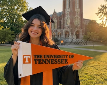 Custom Hand Embroidered College Pennant Flag, Personalized University Banner, Graduation Gift, Dorm Room Decor, College Acceptance Gift