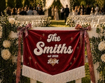 Custom Wedding Banner, Vintage Wedding Decor, Couple Name Sign, Engagement Backdrop, Bridal Room Decor