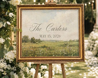 Custom Vintage Wedding Welcome Sign, Personalized Wedding Entrance Wall Art, Custom Couple Name & Date Decor