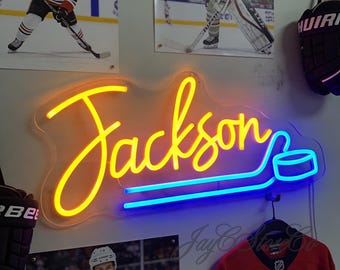 Custom Hockey Neon Sign, Hockey Bedroom Wall Decor, Kids Sports Neon Light