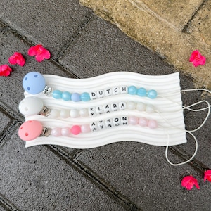 Personalized Custom Name Pacifier Clip, Shiny Silicone Beads, Baby Shower Gift, Baby Boy And Girl Keepsake Gift, Handmade, Boho Style