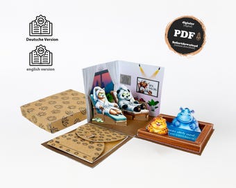 DIY PopUp Box Wellness & Spa – Craft template for a 3D voucher; PDF instant download for sauna, massage, Mother's Day or wellness weekend