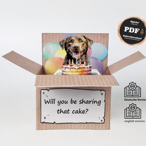 Individuelle Labrador-Geburtstagskarte für A6, Geschenkbox Labrador, Gutschein Vorlage zum Ausdrucken, Danke sagen, DIY Weihnachtsgeschenk
