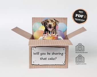 Carte d'anniversaire individuelle Labrador pour A6, coffret cadeau Labrador, modèle de bon à imprimer, dire merci, cadeau de Noël DIY