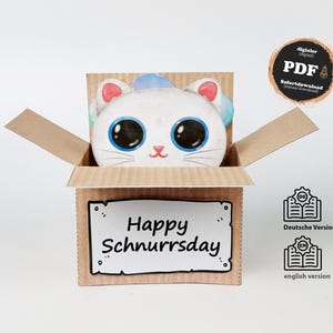 Fichier PDF : Coffret cadeau DIY 3D chat porte-bonheur pour chèque cadeau, carte cadeau Noël, cadeau d'anniversaire pour meilleure amie