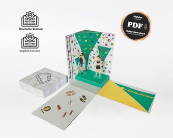 DIY Geschenk Klettern, Geschenkverpackung Bouldern, Geburtstagsgeschenk Bergsteigen, Geschenkgutschein Kletterer, Geschenk Kletterwand