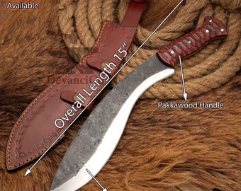 Cuchillo Kukri forjado a mano con funda / Cuchillo Kukri de Bushcraft / Cuchillo de caza / Cuchillo personalizado / Cuchillo de camping / Al aire libre: regalo para él / ella