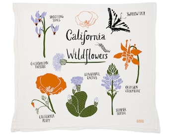 California Wild Flowers Tea Towel