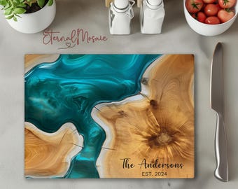 Personalized Ocean Beach Glass Cutting Board, Kitchen Gift For Mom, Charcuterie Serving Board, Housewarming Gift, Anniversary Gift, Platter
