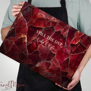 Personalized Red Crystal Marble Stone Glass Chopping Cutting Board Tray, Kitchen Christmas Gift For Her Mom Chef, Charcuterie Serving Board