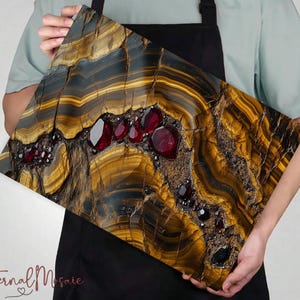 Tiger's Eye Ruby Crystal Marble Chopping Board, Made From Glass Cutting Board, Christmas Gift For Her Mom Chef, Charcuterie Serving Board