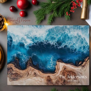 Personalized Glass Ocean Beach Pearl Cutting Chopping Board, Best Unique Christmas Gifts, Charcuterie Serving Tray, Housewarming Family Gift