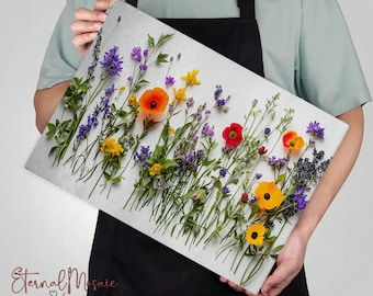 Vintage Wildflower Glass Cutting Chopping Charcuterie Board, Floral Kitchen Decor, Floral Flower Kitchen Decor, Gift For Her