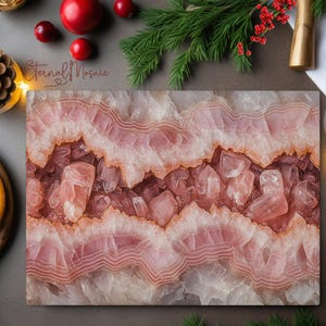 Tabla de cortar de cristal templado de cuarzo rosa, piedra de mármol rosa, regalo de cocina de lujo único para su mamá chef, tabla de charcutería imagen 4