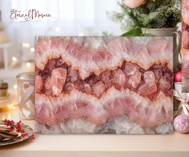Tabla de cortar de cristal templado de cuarzo rosa, piedra de mármol rosa, regalo de cocina de lujo único para su mamá chef, tabla de charcutería imagen 3