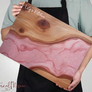 Personalized Monogrammed Chopping Board Marble Resin Wood Glass Cutting Board, Kitchen Gift For Mom, Charcuterie Board, Housewarming Gift