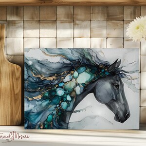 Horse Tempered Glass Cutting Board, Kitchen Gift, Unique Horse Gift For Her, Equestrian Horse Chopping Board Gift, Charcuterie Serving Board image 3