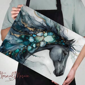 Horse Tempered Glass Cutting Board, Kitchen Gift, Unique Horse Gift For Her, Equestrian Horse Chopping Board Gift, Charcuterie Serving Board image 5