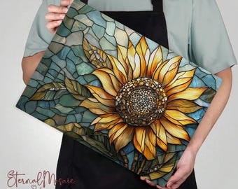 Sunflower Glass Cutting Board Stained Glass Aesthetic Charcuterie Board Floral Kitchen Decor Sunflower Decoration Useful Gifts for Her