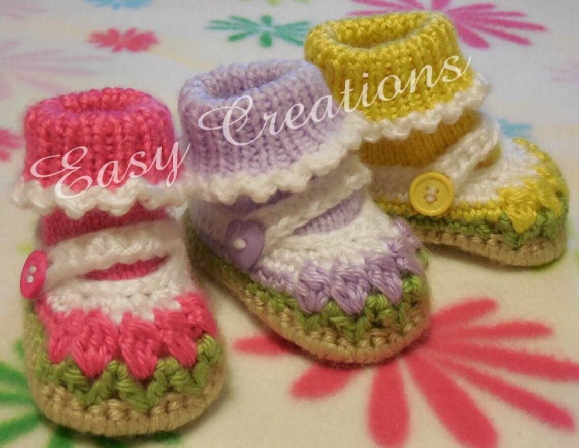 CROCHET and KNIT PATTERN Baby Mary Jane Shoes Booties Girl Etsy