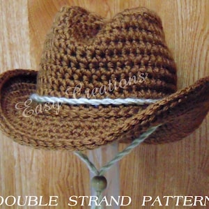 DOUBLE Strand, Baby Cowboy, Cowgirl, Hat, boy, girl, CROCHET PATTERN, brim, rodeo, western, Preemie to 6 mo, Star, skill level intermediate