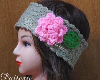 Crochet Pattern Headband ear warmer, several sizes, girls ladies women toddler, butterfly and flower included in pattern intermediate skill