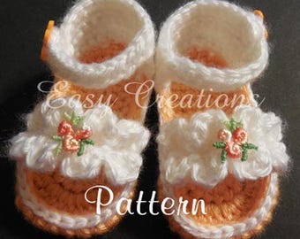 CROCHET PATTERN, Baby, Girl, Sandals, Ruffle, shoes, booties, babies, girls, Newborn to 6 mo skill level intermediate, newborn