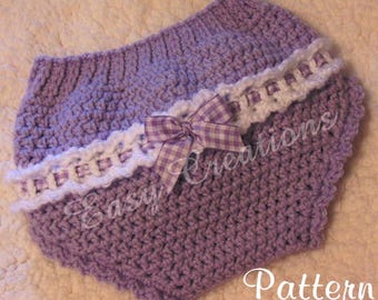 Crochet Diaper Cover Pattern: Baby Bloomers with Ribbon, 0-6 Months (PDF Pattern)