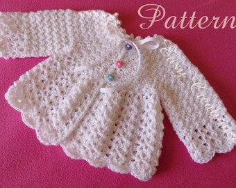 CROCHET PATTERN, Baby Sweater, Lacy, size 9 to 12 months, baby girl, skill level intermediate, foundation chain