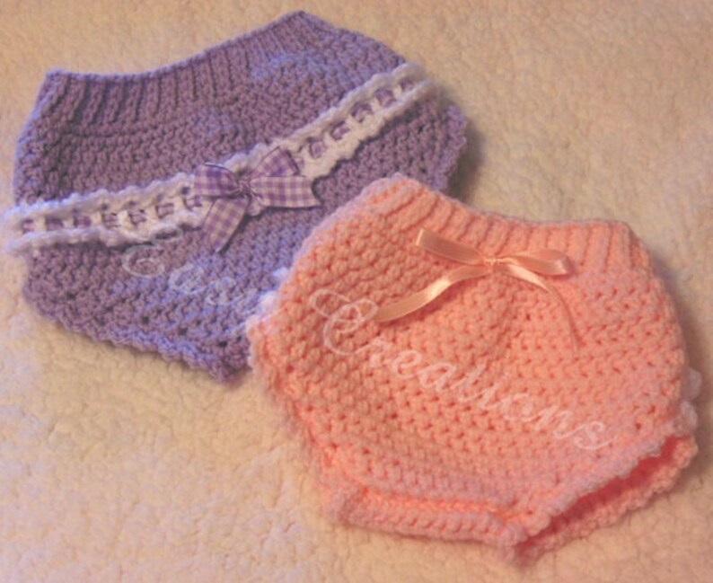 CROCHET PATTERN, Ribbon, Diaper Cover, 0-3 mo and 3-6 mo sizes, baby, babies, girl, girls, soaker, bloomers, skill level intermediate image 3