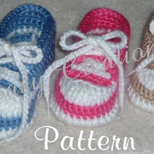 CROCHET PATTERN Baby Tennis Shoes baseball sneakers converse booties 0 to 12 mo Boy Boys Girl Girls Babies, skill level intermediate image 1