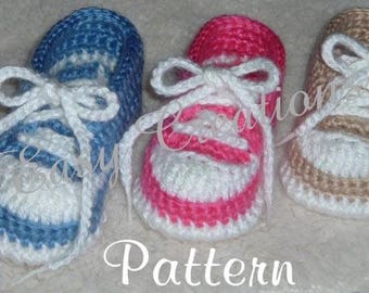 CROCHET PATTERN Baby Tennis Shoes baseball sneakers converse booties 0 to 12 mo Boy Boys Girl Girls Babies, skill level intermediate