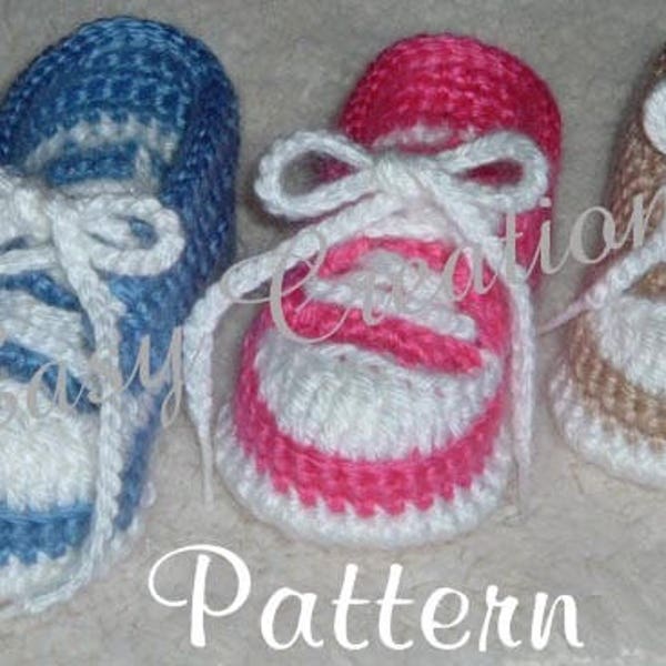 CROCHET PATTERN Baby Tennis Shoes baseball sneakers converse booties 0 to 12 mo Boy Boys Girl Girls Babies, skill level intermediate