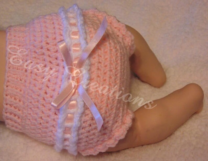 CROCHET PATTERN, Ribbon, Diaper Cover, 0-3 mo and 3-6 mo sizes, baby, babies, girl, girls, soaker, bloomers, skill level intermediate image 7